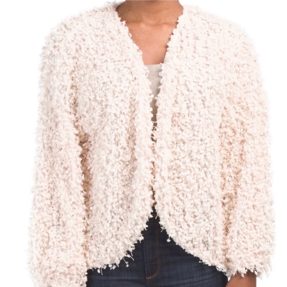 Moon River Shaggy Shag Cream Cardigan Size Small